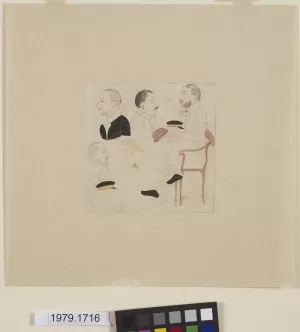 Sketches of several European men
